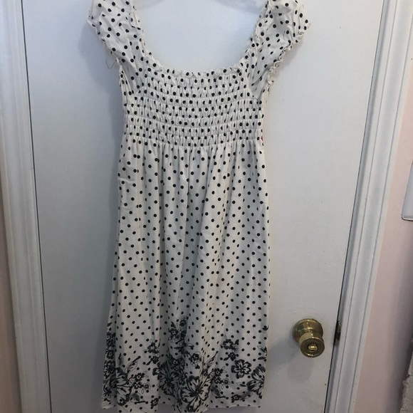 Black and White Polka Dot Dress with a Pink Ribbon - Picture 2 of 3